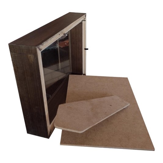 Moldura Caixa Alta com Vidro para Quadros Quilling e Scrapbook  Mais Fundo em MDF Com Suporte - 1,5x4,5
