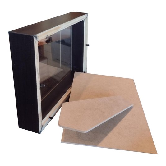 Moldura Caixa Alta com Vidro para Quadros Quilling e Scrapbook  Mais Fundo em MDF Com Suporte - 1,5x4,5
