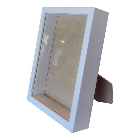 Moldura Caixa Alta com Vidro para Quadros Quilling e Scrapbook  Mais Fundo em MDF Com Suporte - 1,5x4,5