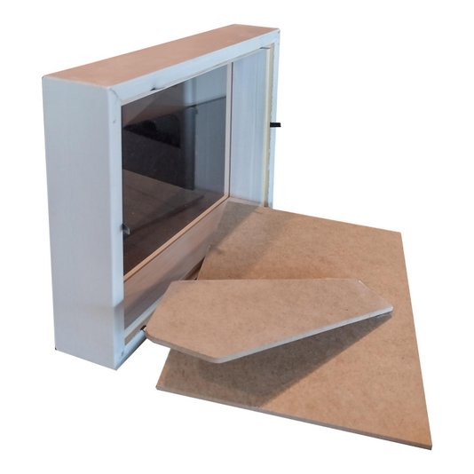 Moldura Caixa Alta com Vidro para Quadros Quilling e Scrapbook  Mais Fundo em MDF Com Suporte - 1,5x4,5