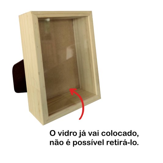 Moldura Caixa Alta com Vidro para Quadros Quilling e Scrapbook Mais Fundo em Mdf com Suporte - 1,5x6,5