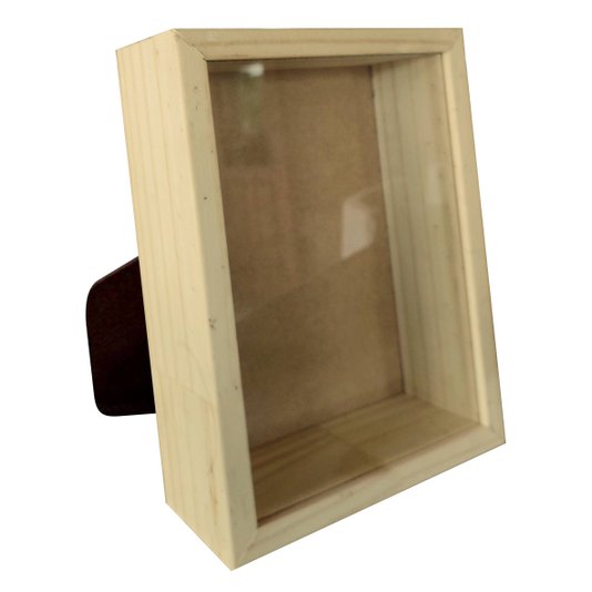 Moldura Caixa Alta com Vidro para Quadros Quilling e Scrapbook Mais Fundo em Mdf com Suporte - 1,5x6,5