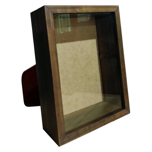 Moldura Caixa Alta com Vidro para Quadros Quilling e Scrapbook Mais Fundo em Mdf com Suporte - 1,5x6,5