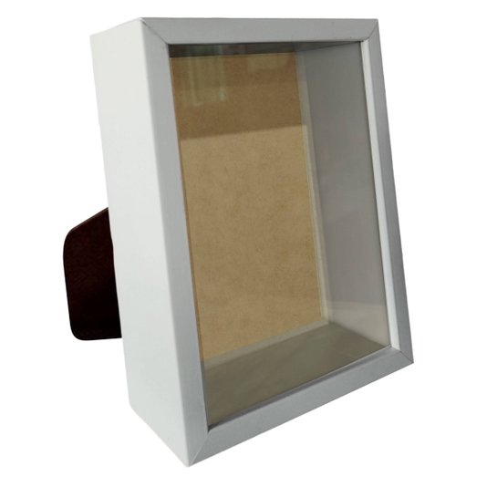 Moldura Caixa Alta com Vidro para Quadros Quilling e Scrapbook Mais Fundo em Mdf com Suporte - 1,5x6,5