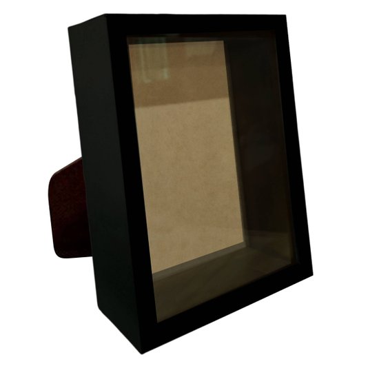 Moldura Caixa Alta com Vidro para Quadros Quilling e Scrapbook Mais Fundo em Mdf com Suporte - 1,5x6,5