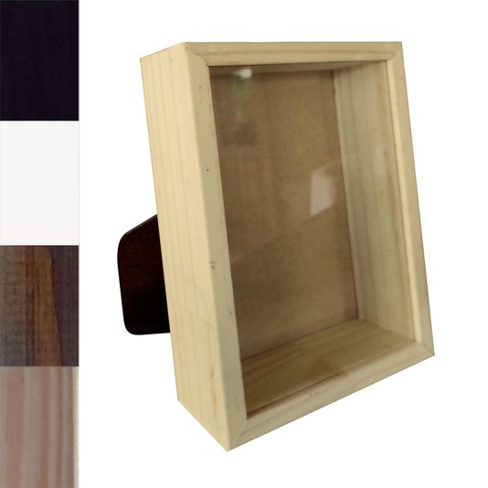 Moldura Caixa Alta com Vidro para Quadros Quilling e Scrapbook Mais Fundo em Mdf com Suporte - 1,5x6,5