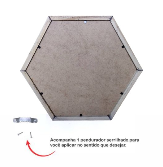 Moldura Caixa Alta Hexagonal com Vidro para Quadros Quilling e Scrapbook - 1,5x6,5