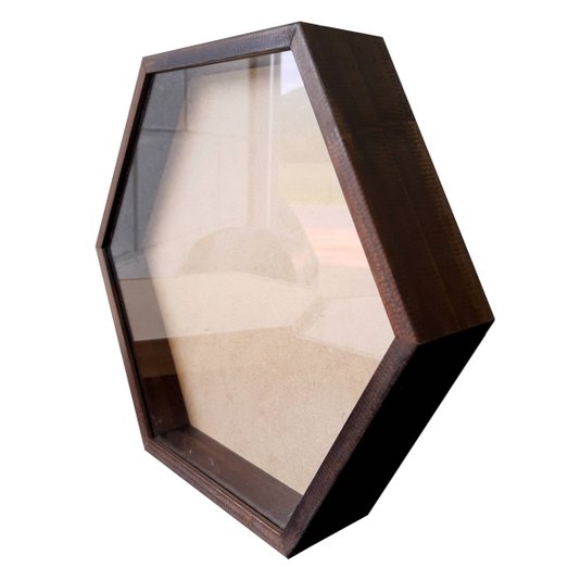 Moldura Caixa Alta Hexagonal com Vidro para Quadros Quilling e Scrapbook - 1,5x6,5
