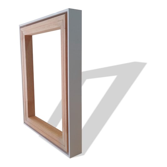 Moldura Canaleta Flutuante Lisa Revestida Com Chassi De Madeira Eucalipto Para Telas Decorativas - 2x4,8
