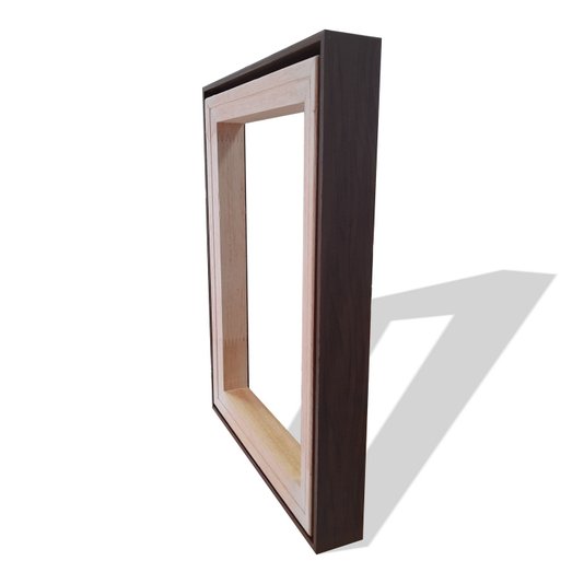 Moldura Canaleta Flutuante Lisa Revestida Com Chassi De Madeira Eucalipto Para Telas Decorativas - 2x4,8