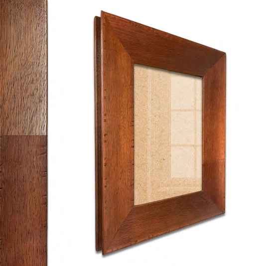 Moldura Chanfrada com Acabamento Côncavo Estilo Madeira Rústica Para Quadros E Fotos Com Fundo MDF e Frente Em Acetato - 5x2,1