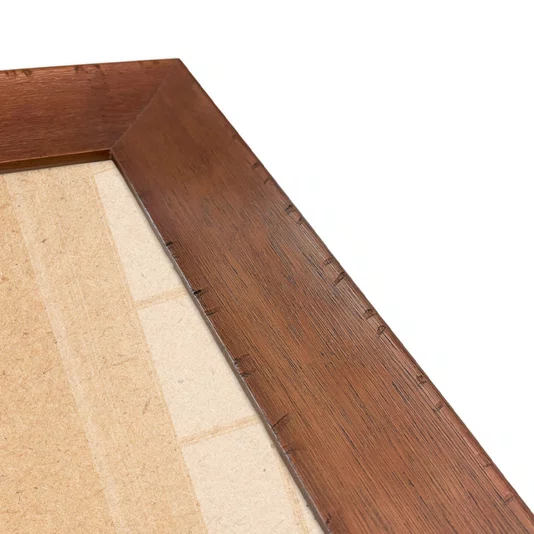 Moldura Chanfrada com Acabamento Côncavo Estilo Madeira Rústica Para Quadros E Fotos Com Fundo MDF e Frente Em Acetato - 5x2,1