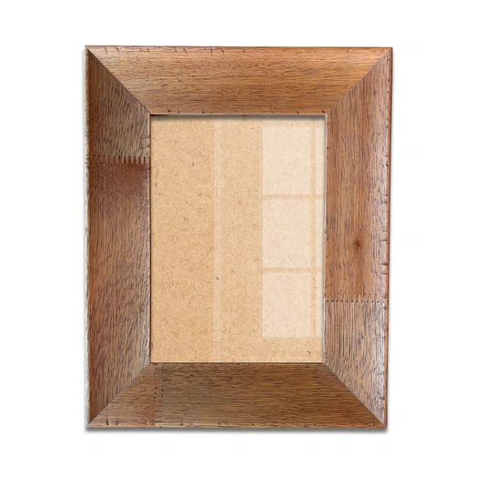 Moldura Chanfrada com Acabamento Côncavo Estilo Madeira Rústica Para Quadros E Fotos Com Fundo MDF e Frente Em Acetato - 5x2,1
