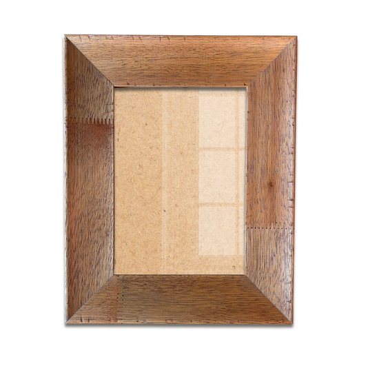 Moldura Chanfrada com Acabamento Côncavo Estilo Madeira Rústica Para Quadros E Fotos Com Fundo MDF e Frente Em PS Cristal - 5x2,1