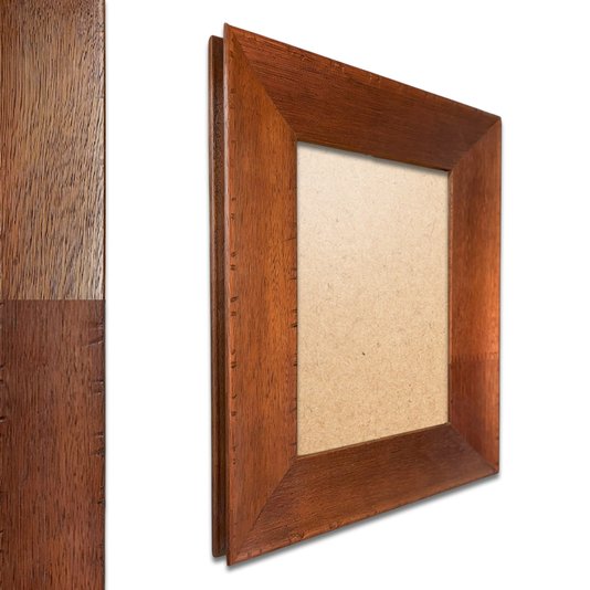 Moldura Chanfrada com Acabamento Côncavo Estilo Madeira Rústica Para Quadros E Fotos Com Fundo MDF e Frente Em PVC Antirreflexo - 5x2,1