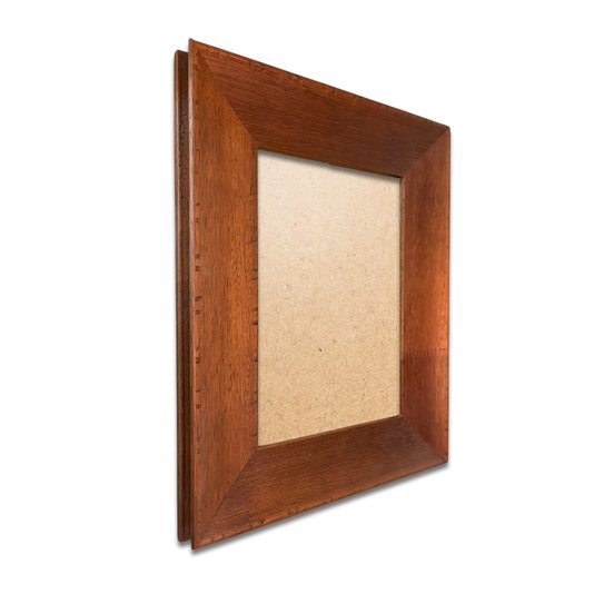 Moldura Chanfrada com Acabamento Côncavo Estilo Madeira Rústica Para Quadros E Fotos Com Fundo MDF e Frente Em PVC Antirreflexo - 5x2,1