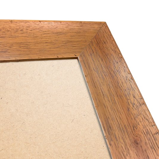 Moldura Chanfrada com Acabamento Côncavo Estilo Madeira Rústica Para Quadros E Fotos Com Fundo MDF e Frente Em PVC Antirreflexo - 5x2,1