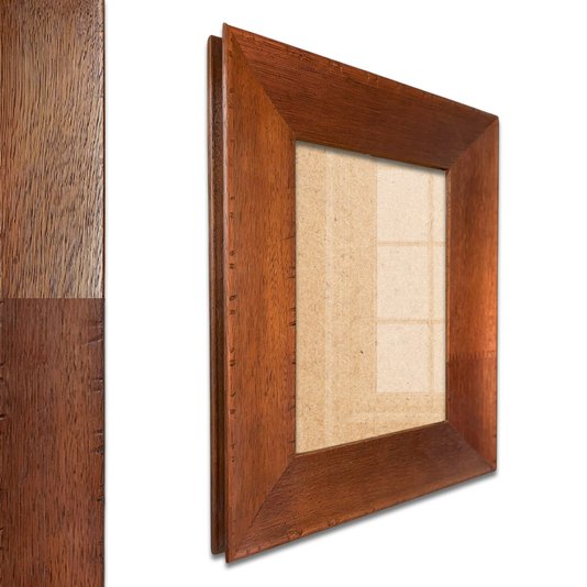 Moldura Chanfrada com Acabamento Côncavo Estilo Madeira Rústica Para Quadros E Fotos Com Fundo MDF e Frente Em Vidro - 5x2,1