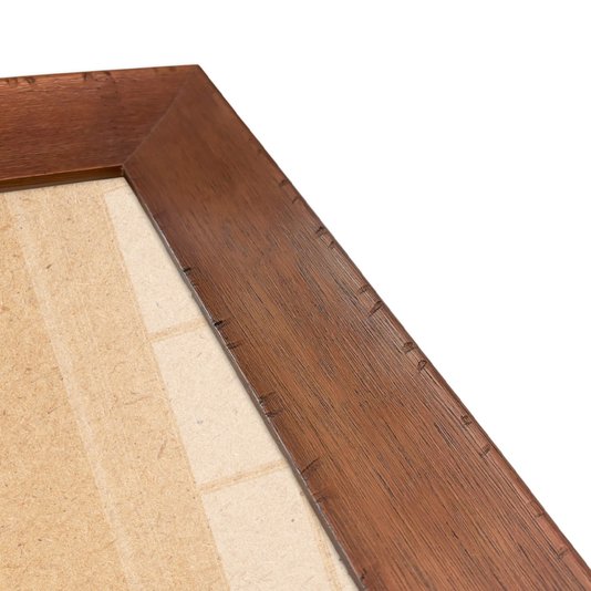 Moldura Chanfrada com Acabamento Côncavo Estilo Madeira Rústica Para Quadros E Fotos Com Fundo MDF e Frente Em Vidro - 5x2,1