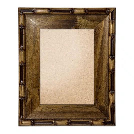 Moldura Chanfrada com Relevo de Bambu em Madeira Pinus para Quadros e Fotos com Fundo Mdf e Frente em PVC Antirreflexo -  5,4x2,1