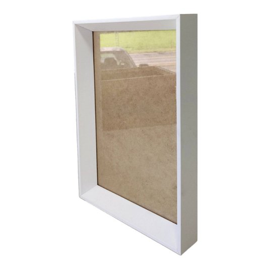 Moldura Chanfrada Inclinada para Quadros e Fotos com Fundo Mdf e Frente em Ps Cristal Transparente - 2x3,8