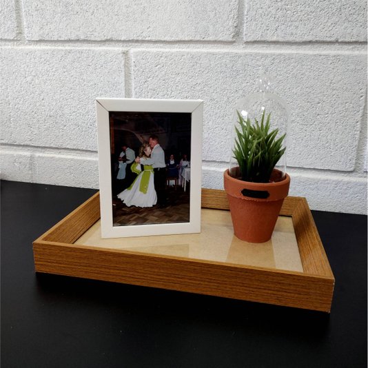 Moldura Chanfrada Inclinada para Quadros Fotos e Bandejas com Fundo Mdf - 2x3,8