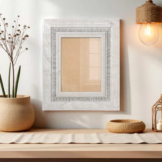 Moldura com Friso e Gravação de Padrão de Traços para Quadros e Fotos com Fundo Mdf e Frente em Acetato - 6,6x1,7