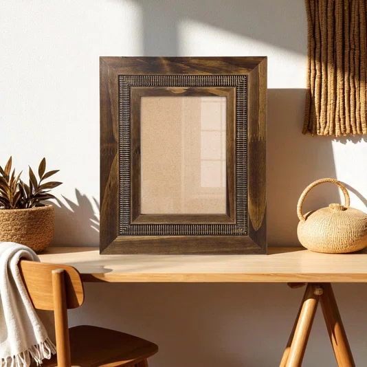 Moldura com Friso e Gravação de Padrão de Traços para Quadros e Fotos com Fundo Mdf e Frente em Acetato - 6,6x1,7