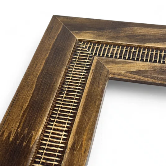 Moldura com Friso e Gravação de Padrão de Traços para Quadros e Fotos com Fundo Mdf e Frente em Acetato - 6,6x1,7