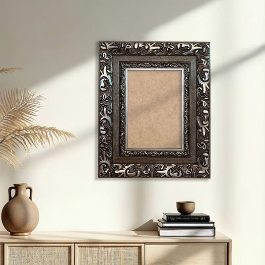 Moldura Com Gravação De Arabescos Com Fundo MDF - 7,2x3,3