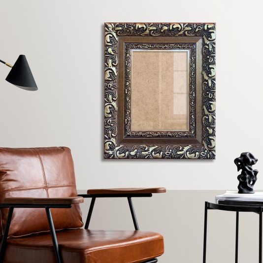 Moldura Com Gravação De Arabescos Personalizada Com Fundo MDF E Frente Em Vidro - 7,2x3,3