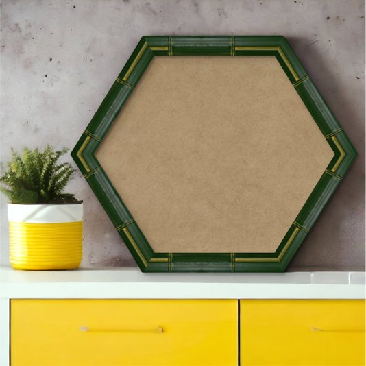 Moldura com Gravação de Bambu Hexagonal para Quadros com Fundo MDF - 4,3x2,3
