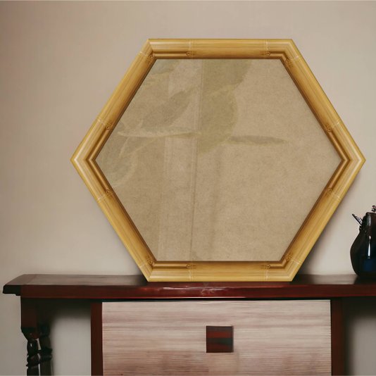 Moldura com Gravação de Bambu Hexagonal para Quadros com Fundo MDF e Vidro - 4,3x2,3