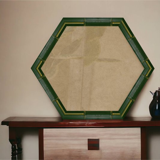 Moldura com Gravação de Bambu Hexagonal para Quadros com Fundo MDF e Vidro - 4,3x2,3