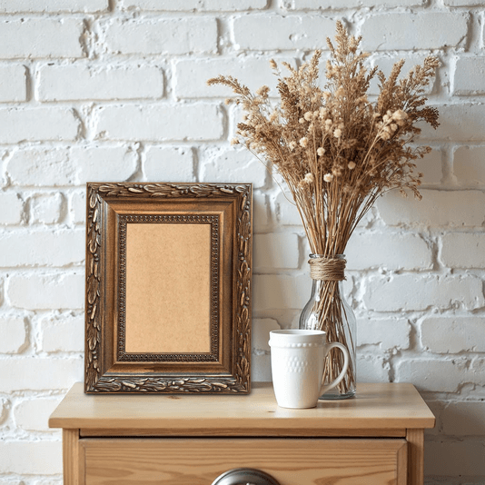 Moldura Com Gravação De Folhagens Para Quadros E Fotos Com Fundo MDF - 4,5x2