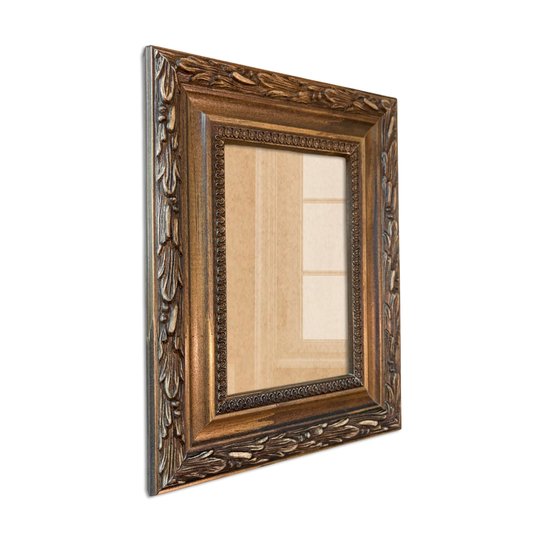 Moldura Com Gravação De Folhagens Para Quadros E Fotos Com Fundo MDF e Frente Em Vidro - 4,5x2