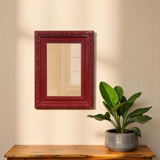 Moldura Com Gravação De Ornamentos Para Quadros E Fotos Com Fundo MDF e Frente Em Vidro - 3,4x1,4