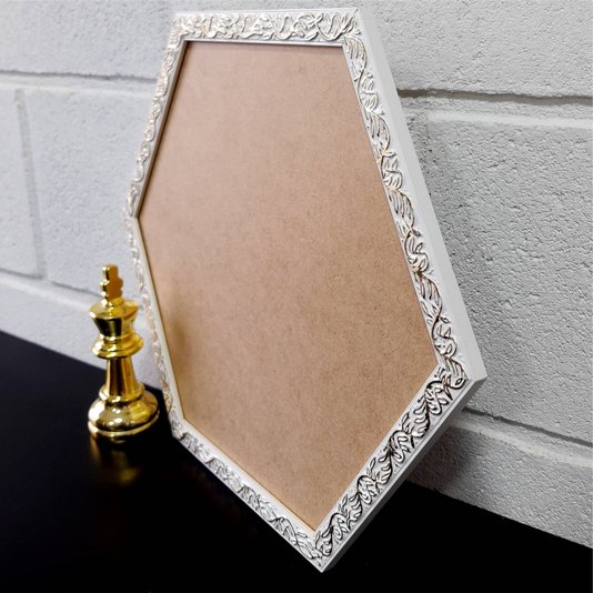 Moldura com Gravação de Folhagens Hexagonal para Quadros com Fundo em MDF - 2x1