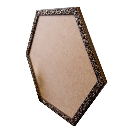 Moldura com Gravação de Folhagens Hexagonal para Quadros com Fundo em MDF - 2x1