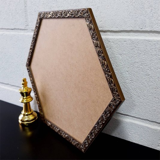 Moldura com Gravação de Folhagens Hexagonal para Quadros com Fundo em MDF - 2x1