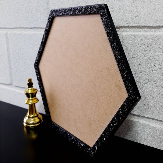 Moldura com Gravação de Folhagens Hexagonal para Quadros com Fundo em MDF - 2x1