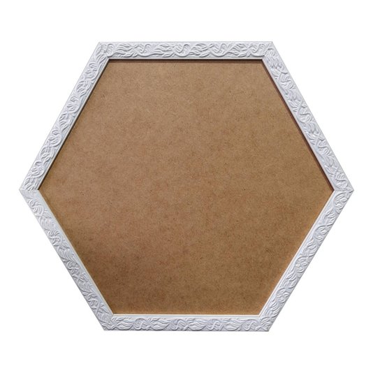 Moldura com Gravação de Folhagens Hexagonal para Quadros com Fundo em MDF - 2x1
