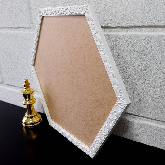 Moldura com Gravação de Folhagens Hexagonal para Quadros com Fundo em MDF - 2x1