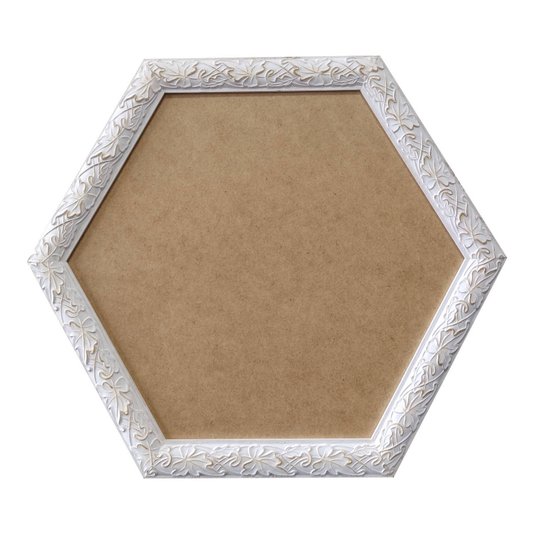 Moldura com Gravação de Folhas Ornamentais Hexagonal para Quadros com Fundo em MDF - 3x1,5