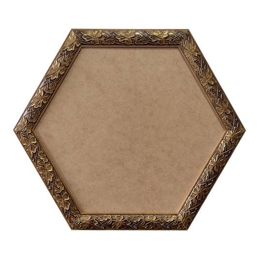 Moldura com Gravação de Folhas Ornamentais Hexagonal para Quadros com Fundo em MDF - 3x1,5