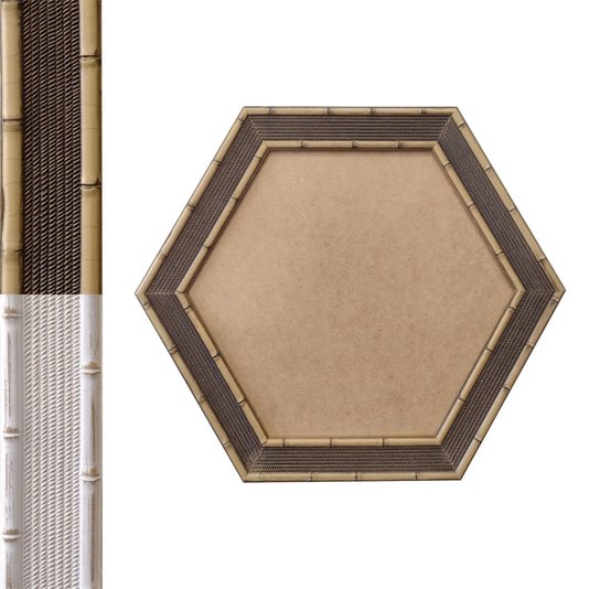 Moldura com Gravação de Bambu Hexagonal para Quadros com Fundo em MDF - 4,5x1,5