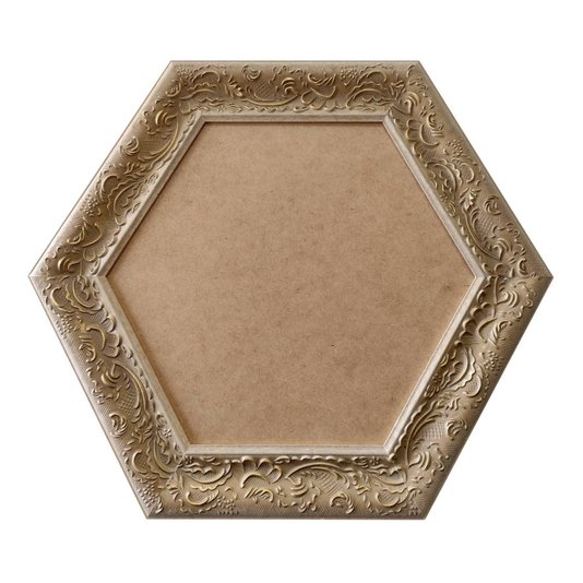 Moldura Provençal com Gravação Hexagonal para Quadros com Fundo em MDF - 6x1,5