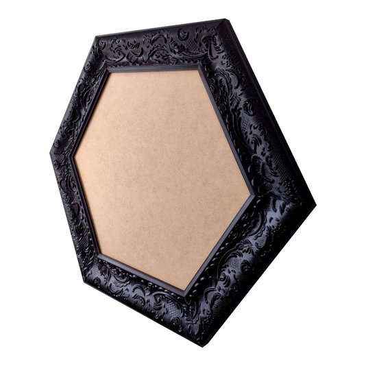 Moldura Provençal com Gravação Hexagonal para Quadros com Fundo em MDF - 6x1,5