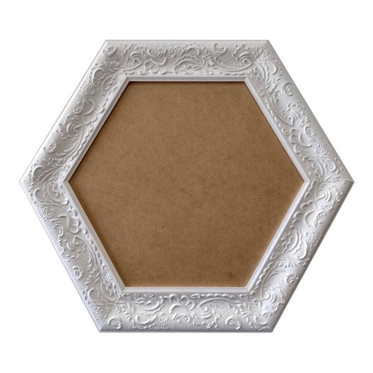 Moldura Provençal com Gravação Hexagonal para Quadros com Fundo em MDF - 6x1,5