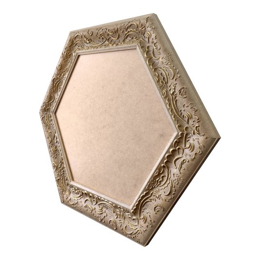 Moldura Provençal com Gravação Hexagonal para Quadros com Fundo em MDF - 6x1,5